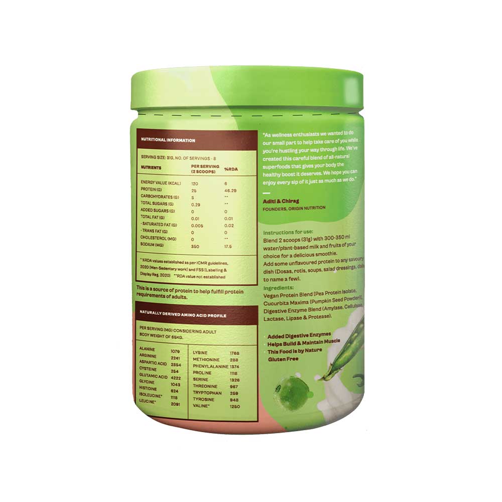 Origin Nutrition Vegan Protein Unflavoured Flavour 260G