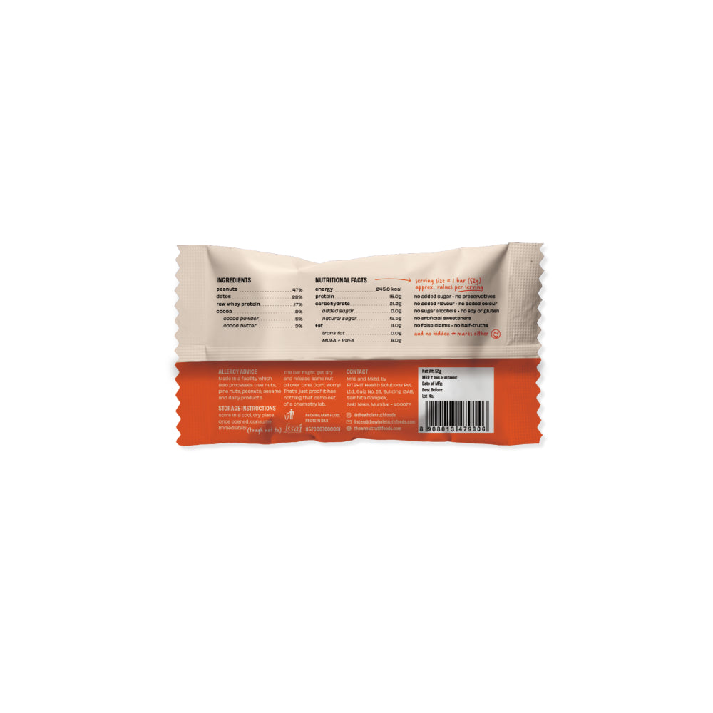 The Whole Truth Peanut Cocoa 15G Protein Bar 52G